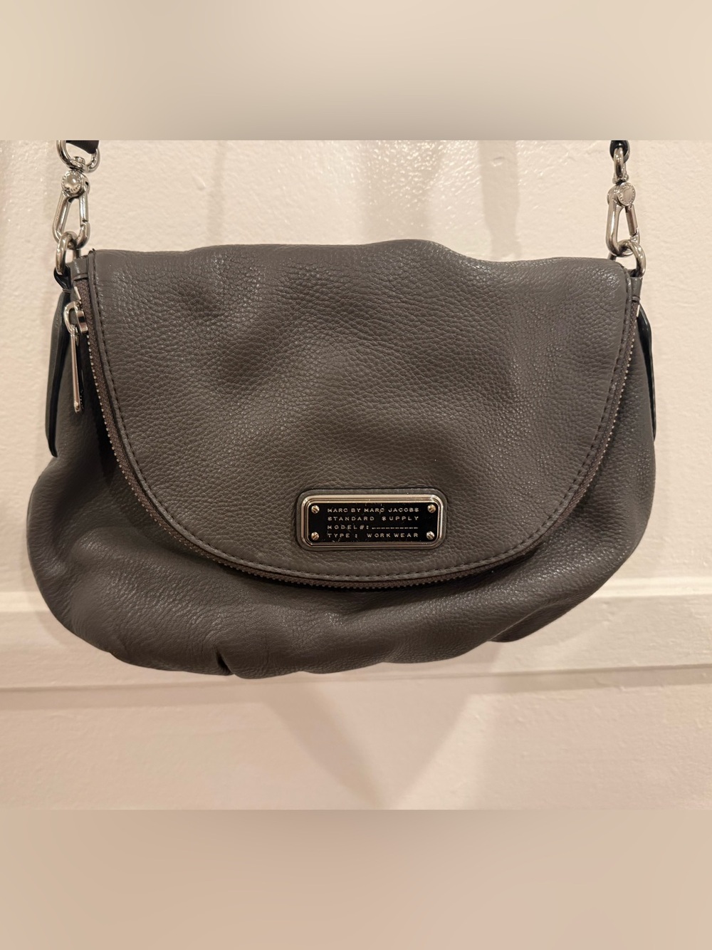 Marc by Marc Jacobs Charcoal Pebbled Leather Shoulder Bag
